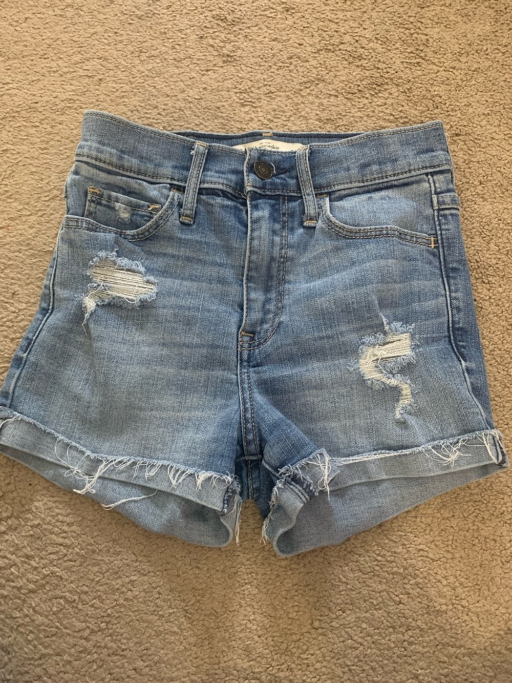 Abercrombie & Fitch Light Blue Distressed Denim Cutoff Shorts